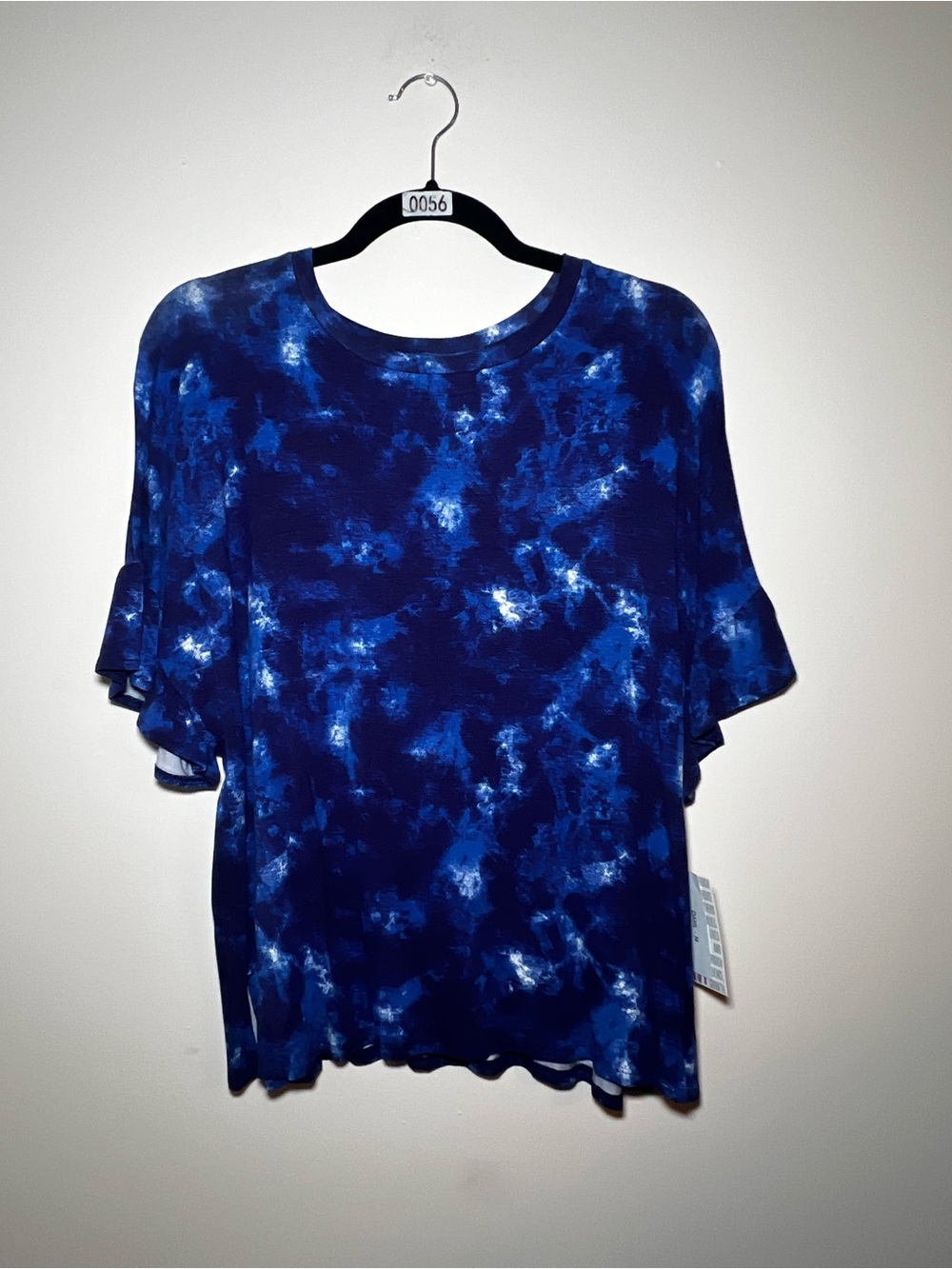 LuLaRoe Dahl Navy & Royal Blue Tie-Dye Short Sleeve Top